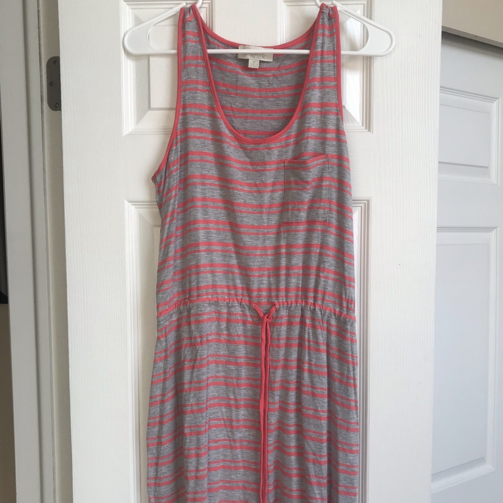 Red & Grey Striped Dress